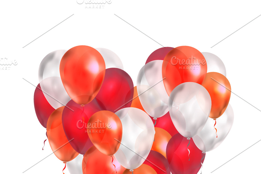 Red and white balloons, heart shape in Objects - product preview 8