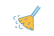 Sweeping broom color icon