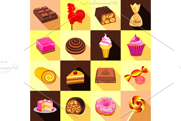 Sweets, chocolate and cakes icons