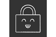 Smiling padlock chalk icon
