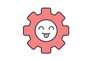 Smiling cogwheel color icon