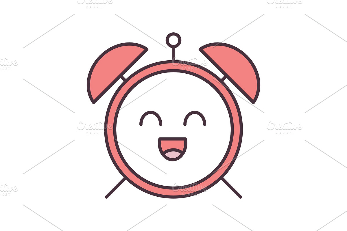Smiling alarm clock color icon in Icons - product preview 8