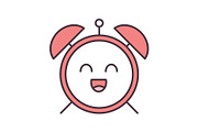 Smiling alarm clock color icon