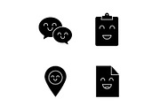 Smiling items glyph icons set
