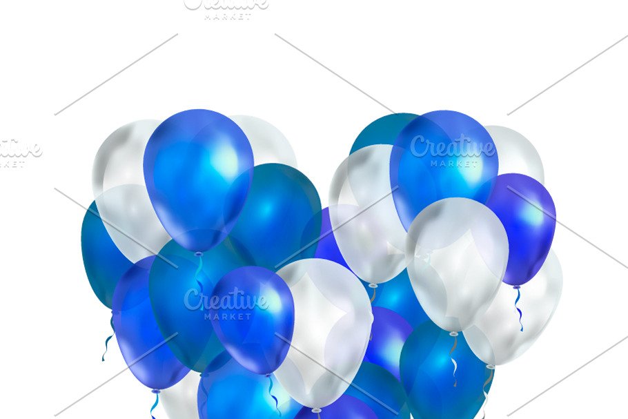 Blue and white balloons in Objects - product preview 8