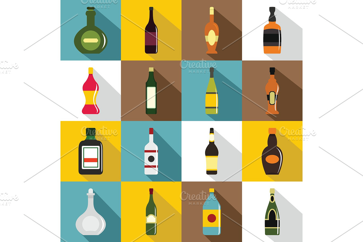 Bottle forms icons set, flat style in Illustrations - product preview 8
