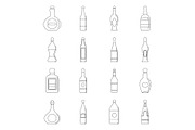 Bottle forms icons set, outline