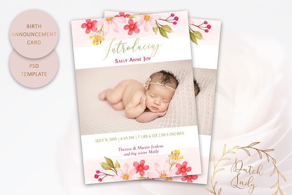 Birth Announcement Card Template #5