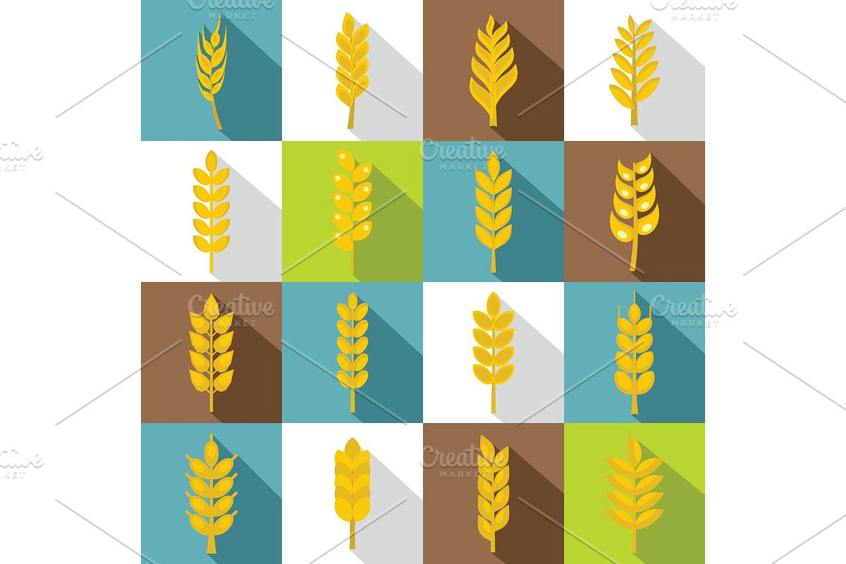 Ear corn icons set, flat style in Illustrations - product preview 8