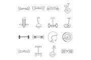 Balancing scooter icons set, outline
