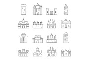 Towers and castles icons set