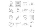 Phobia symbols icons set, outline