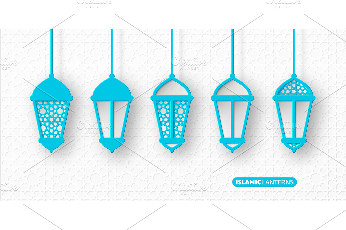 3d arabic lanterns with traditional in Illustrations - product preview 8