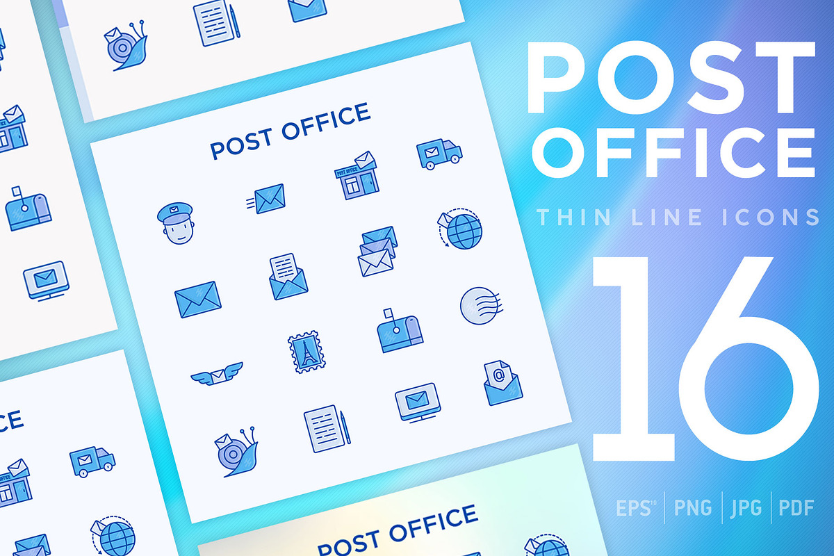 Post Office | 16 Thin Line Icons Set in Communication Icons - product preview 8