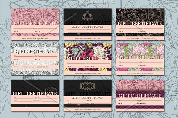 Set of 9 GIFT CARDs