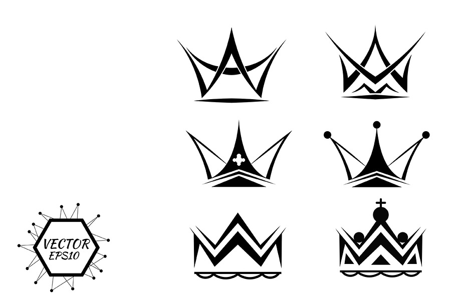 Set of silhouettes of crowns in Objects - product preview 8