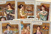 Vintage Ad Trading Cards - 6 PNG
