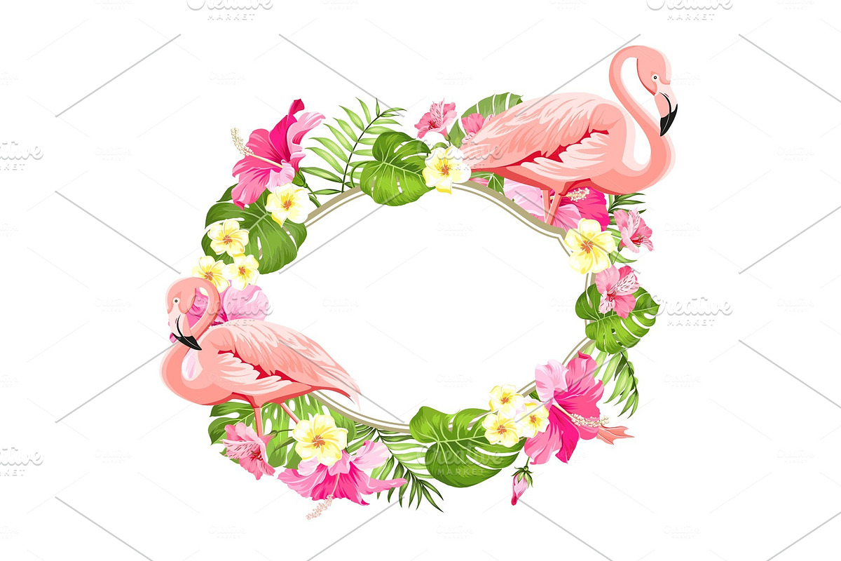 Tropical flower frame. in Illustrations - product preview 8