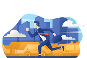Late For Work - Vector Illustration