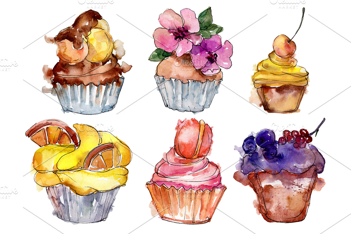 Dessert friday Watercolor png in Illustrations - product preview 8