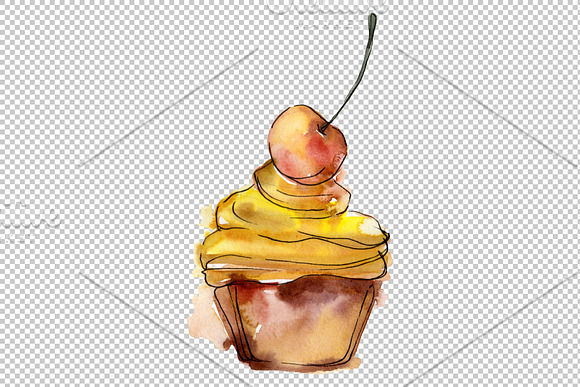Dessert friday Watercolor png in Illustrations - product preview 1