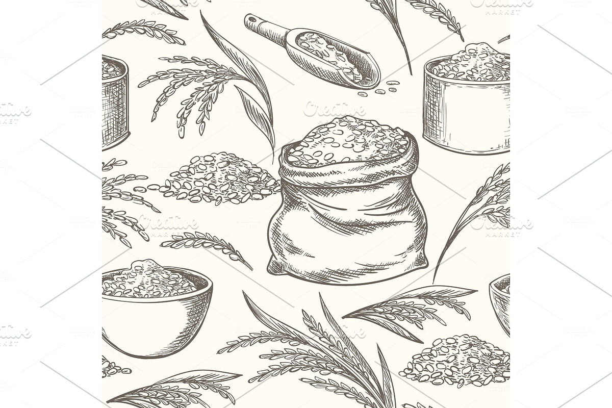 Rice doodle pattern in Illustrations - product preview 8