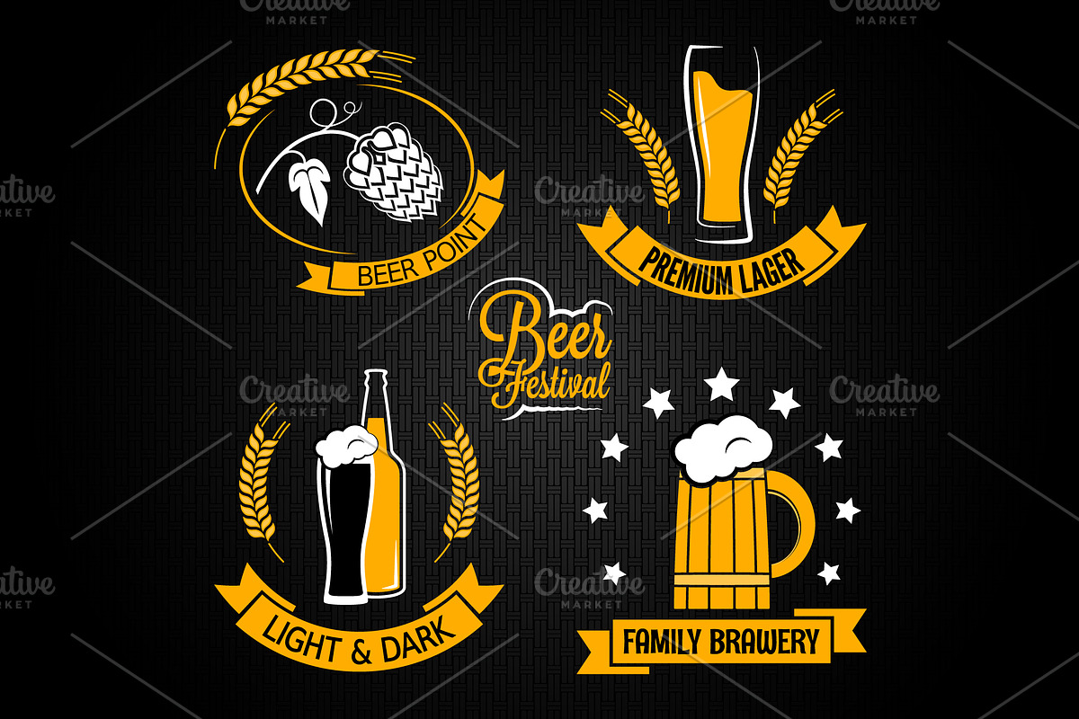 Beer glass bottle label set. in Objects - product preview 8