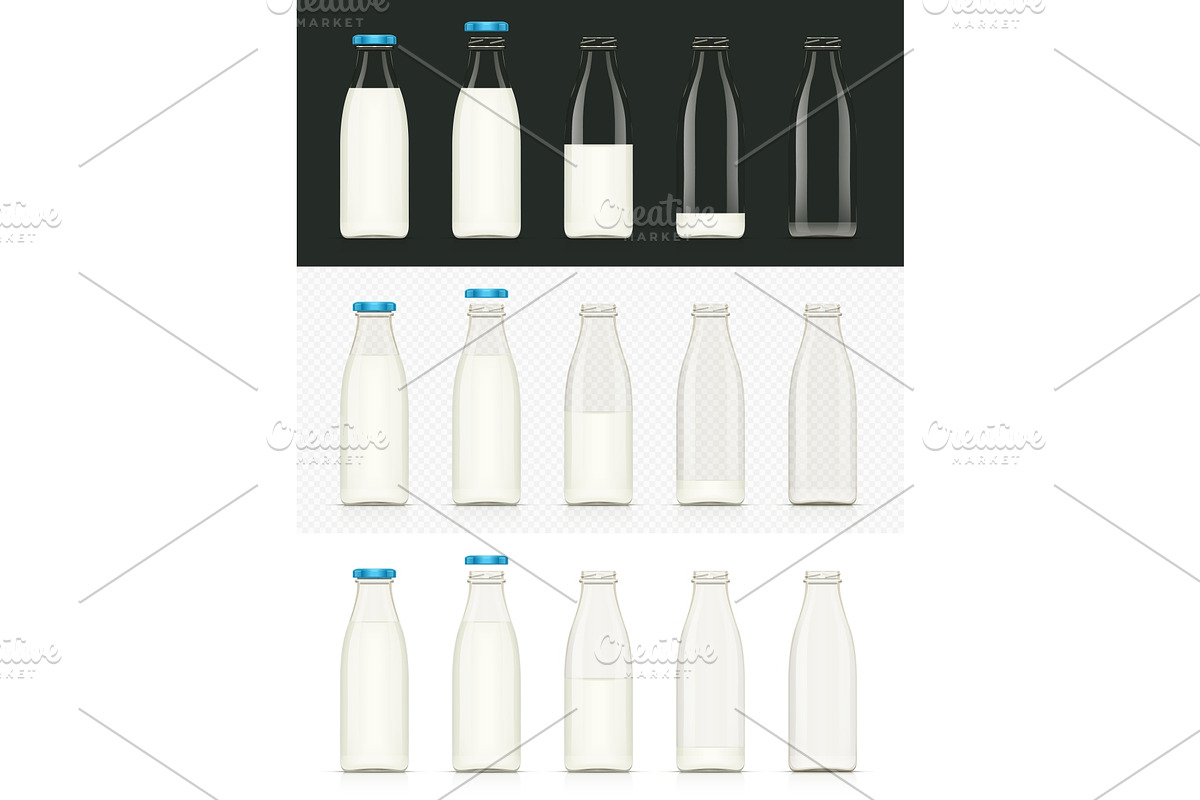 Glass milk bottle. Vector. in Illustrations - product preview 8