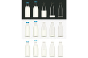 Glass milk bottle. Vector.