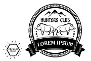 label with silhouettes of two boars