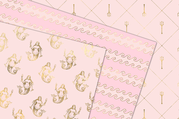 Pink and Gold Mermaid Digital Paper in Patterns - product preview 1