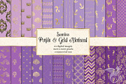 Purple & Gold Mermaid Digital Paper