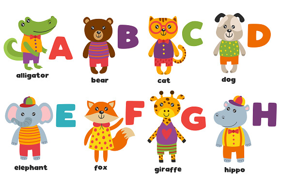 alphabet with cute animals in Illustrations - product preview 1