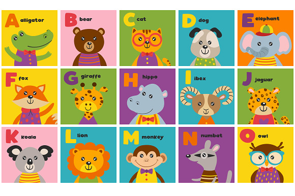 alphabet with cute animals in Illustrations - product preview 5