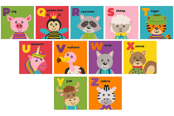 alphabet with cute animals in Illustrations - product preview 6