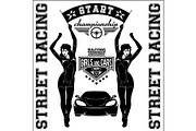 Street Racing. Sexy sport girl and
