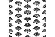 Fans silhouettes seamless pattern