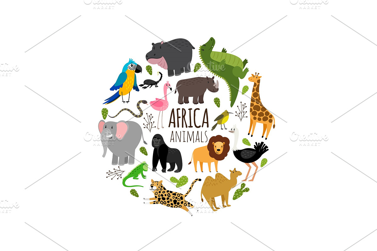 Cartoon african animals printable in Illustrations - product preview 8