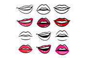 Colorful and line female lips