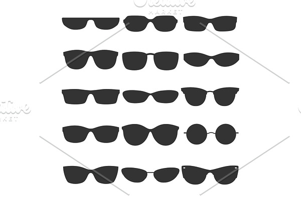 Glasses black silhouette icons
