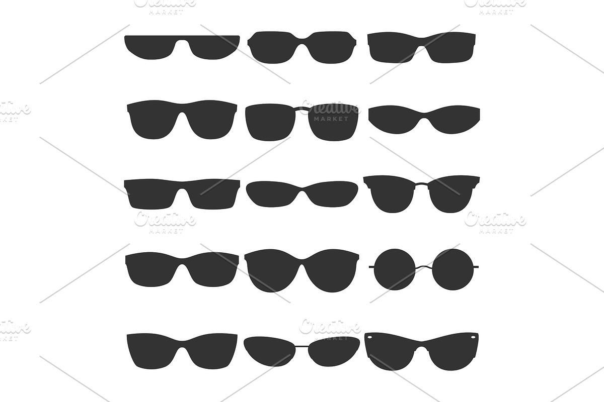 Glasses black silhouette icons in Illustrations - product preview 8