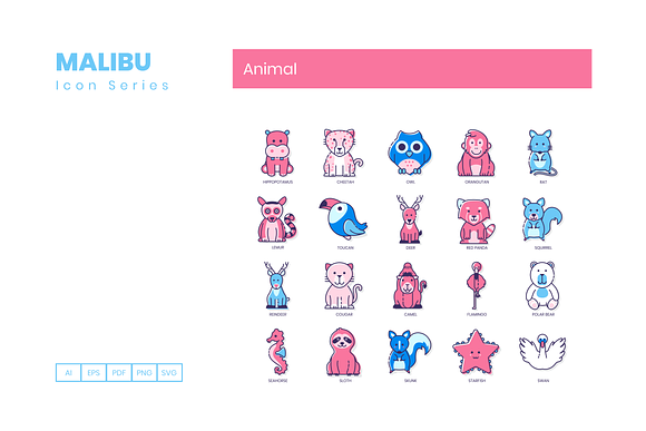 100 Animal Icons | Malibu Series in Animal Icons - product preview 4