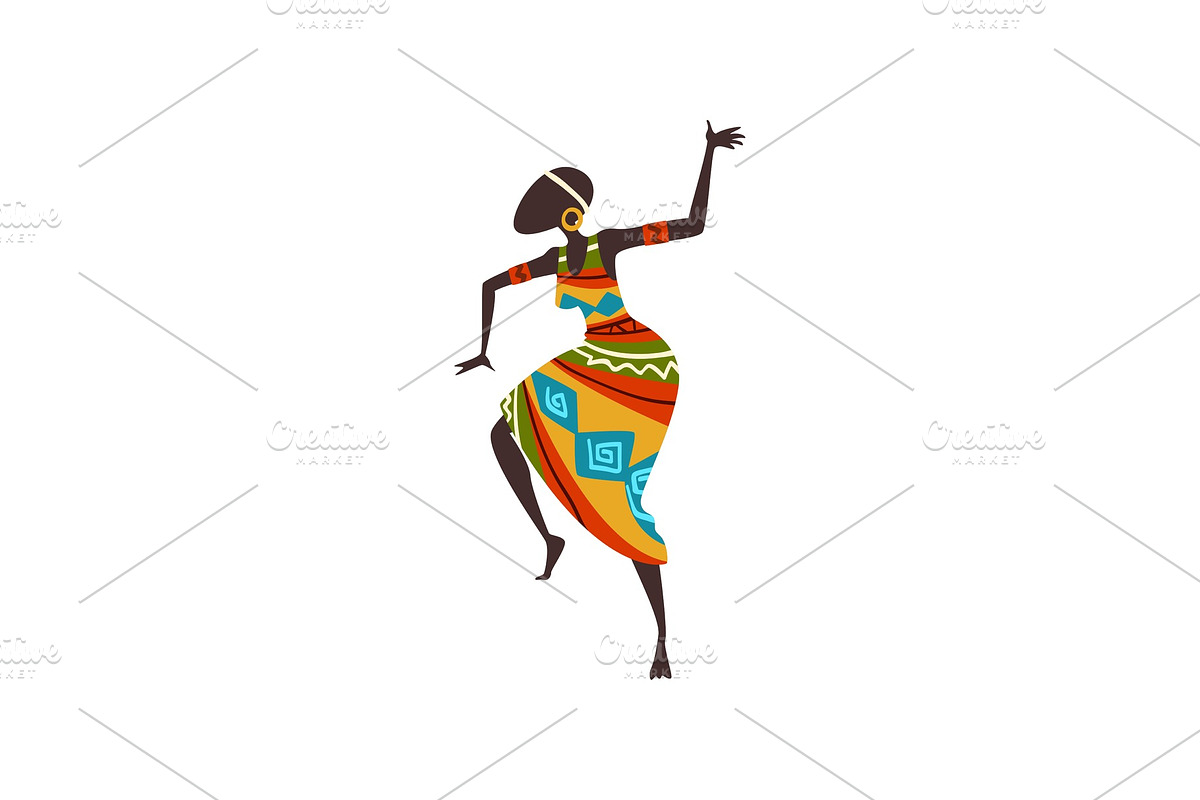 Beautiful African Woman Dancing in Illustrations - product preview 8