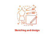 Clothes design sketches concept icon