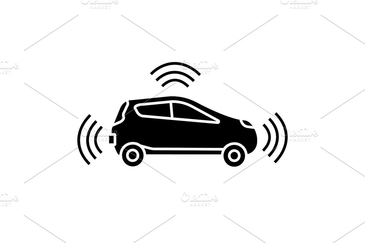 Autonomous car glyph icon in Icons - product preview 8