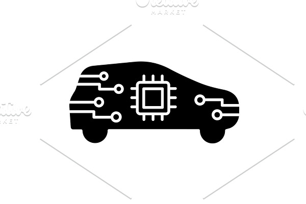 AI car in side view glyph icon