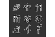 Business ethics chalk icons set