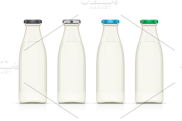 Glass milk bottle. Vector.