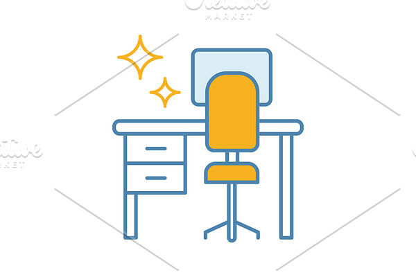 Cleaning table desk color icon