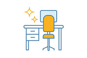 Cleaning table desk color icon